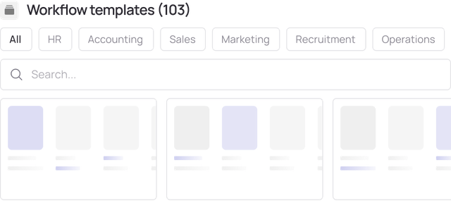 Extensive workflow template library